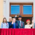 La princesse Ingrid Alexandra de Norvège, Le prince Sverre Magnus de Norvège, La princesse Mette-Marit de Norvège, Le prince Haakon de Norvège, La reine Sonja de Norvège, Le roi Harald V de Norvège - La Famille royale de Norvège assiste aux célébrations de la fête nationale à la résidence de Skaugum, à Oslo, le 17 mai 2019.