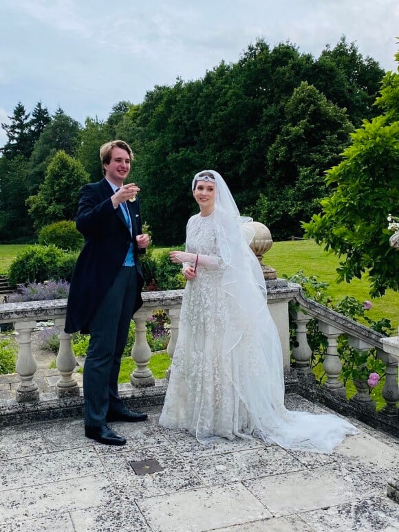 Mariage de la princesse Raiyah de Jordanie avec le Britannique Faris Ned Donovan, petit-fils de l'écrain Roald Dahl, en Angleterre, le 7 juillet 2020.
