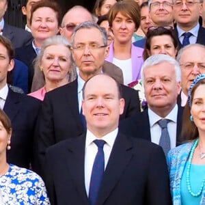 Exclusif - Ségolène Royal, Ministre de l'Ecologie, du Développement durable et de l'Energie, le prince Albert II de Monaco et La reine Noor al-Hussein (Noor de Jordanie) - 8ème Congrès Monaco Blue Initiative à Monaco le 3 avril 2017. © Claudia Albuquerque / Bestimage