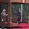 Le roi Abdallah et la reine rania de Jordanie lors des festivités pour le 74eme anniversaire de l'indépendance de la Jordanie à Amman le 25 mai 2020.