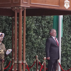 Le roi Abdallah et la reine rania de Jordanie lors des festivités pour le 74eme anniversaire de l'indépendance de la Jordanie à Amman le 25 mai 2020.