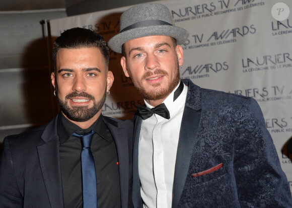 Vincent Queijo (Secret Story 7) et Raphaël (L'île des vérités 3) - Cérémonie des "Lauriers TV Awards 2015" à la Cigale à Paris, le 6 janvier 2015.