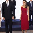 Le roi Felipe VI d'Espagne et la reine Letizia prenaient part à la soirée du 100e anniversaire du journal ABC à Madrid le 13 juillet 2020.