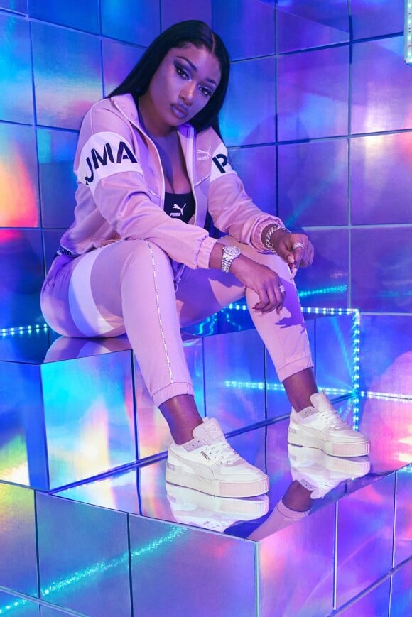 La chanteuse Megan Thee Stallion pose pour la campagne de pub des baskets Cali de Puma. New York. Le 18 novembre 2019.