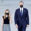 Le roi Felipe VI, la reine Letizia et leurs filles la princesse Leonor et la princesse Sofia d'Espagne - La famille royale d'Espagne lors de la commémoration en hommage aux victimes du Coronavirus (COVID-19) à Madrid. Le 16 juillet 2020