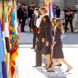 Le roi Felipe VI, la reine Letizia et leurs filles la princesse Leonor et la princesse Sofia d'Espagne - La famille royale d'Espagne lors de la commémoration en hommage aux victimes du Coronavirus (COVID-19) à Madrid. Le 16 juillet 2020