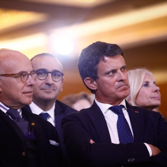 Bernard Cazeneuve, Manuel Valls, Laurent Nunez - Inauguration du centre européen du Judaïsme à Paris le 29 octobre 2019. © Hamilton/Pool/Bestimage