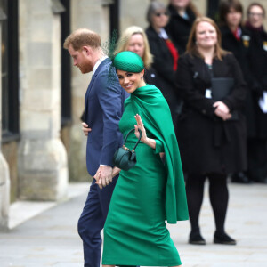 Le prince Harry, duc de Sussex, et Meghan Markle, duchesse de Sussex - La famille royale d'Angleterre lors de la cérémonie du Commonwealth en l'abbaye de Westminster à Londres, le 9 mars 2020.