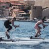 La princesse Charlene de Monaco, soutenue par son mari le prince Albert, s'entraîne avec le champion de MMA Conor McGregor pour le "Calvi – Monaco Water bike Challenge" qui se tiendra en septembre. Sur Instagram, le 20 juillet 2020.