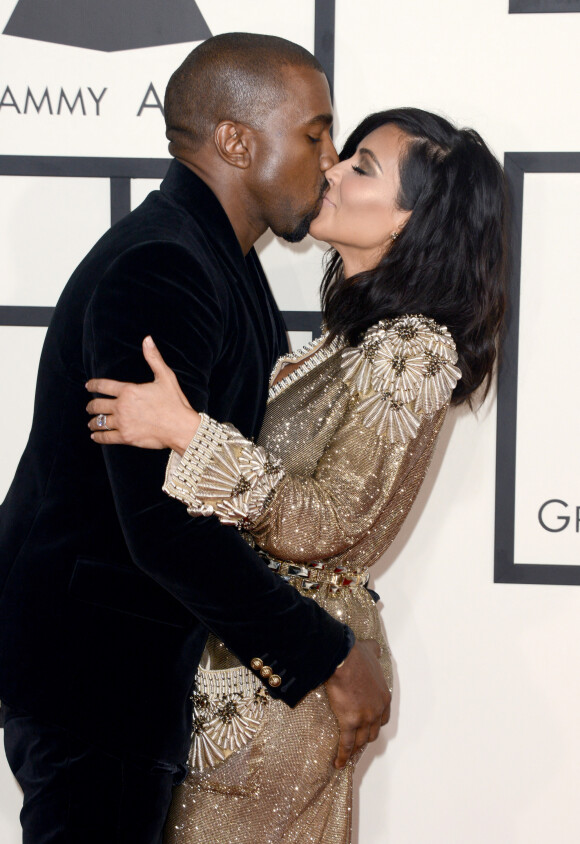 Kim Kardashian et Kanye West le 8 février 2015 à Los Angeles. 