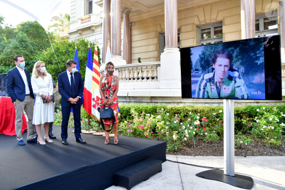 Christian Estrosi, le maire de Nice, et sa femme Laura Tenoudji Estrosi durant la remise de la moto Pernod 250 GP compétitions 1981-1984 à Christian Estrosi au Musée du Sport. C'est sur cette moto que le maire a concouru entre 1981 et 1984. © Bruno Bebert / Bestimage