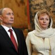 Vladimir Poutine et son epouse Lioudmila lors d'une ceremonie au Kremlin a Moscou le 7 mai 2012   