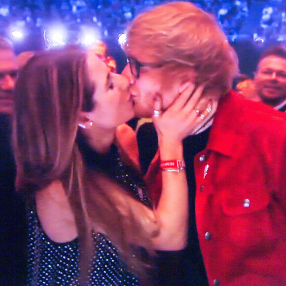 Ed Sheeran et sa femme Cherry Seaborn aux Brit Awards à Londres le 21 février 2018
