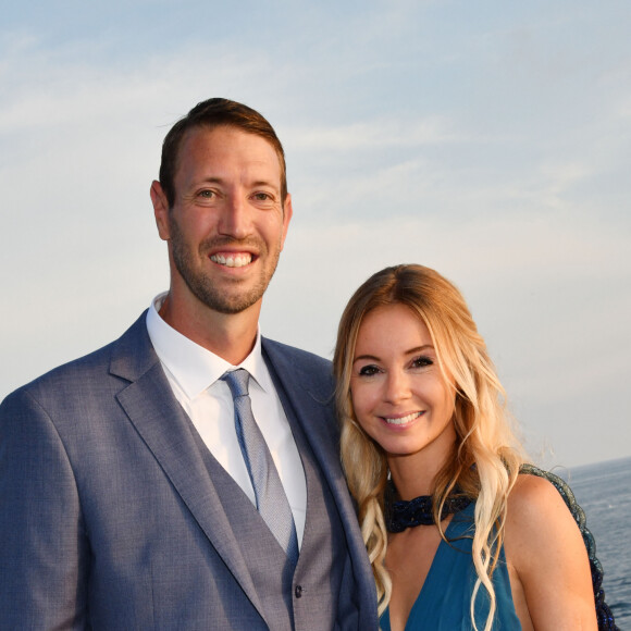 Exclusif - Alain Bernard et sa compagne Faustine - 6ème gala annuel de l'unité d'Antibes Juan les Pins, Vallauris, Golfe Juan, de la Croix Rouge française dans le cadre du prestigieux hôtel Eden Roc au Cap d'Antibes, le 2 juin 2018. © Bruno Bebert/Bestimage