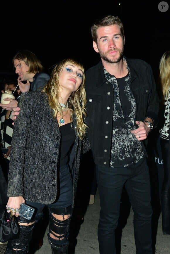 Miley Cyrus et son mari Liam Hemsworth ont été aperçus à la sortie du défilé Saint Laurent à Malibu, le 6 juin 2019