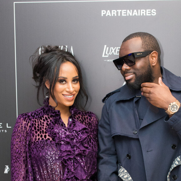 Exclusif - Le rappeur Gims (Maître Gims - Gandhi Djuna) et sa femme Demdem Djuna lors du photocall de la 14ème édition du Casa Fashion Show au Sofitel Casablanca Tour Blanche à Casablanca, Maroc © Philippe Doignon/Bestimage 