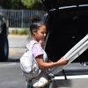 Exclusif - Christina Milian passe du bon temps avec ses enfants, son fils Isaiah et sa fille Violet, alors qu'elle rend visite à sa mère, à Studio City, Los Angeles, Californie, Etats-Unis, le 5 septembre 2020.