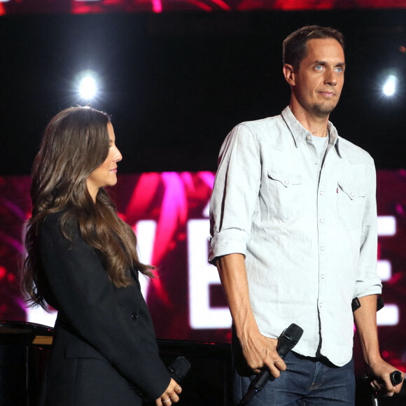 Exclusif - Camille Lellouche et Grand Corps Malade (Fabien Marsaud) sur scène lors du Festival des Festivals de Rock en Seine au parc de Saint-Cloud le 27 août 2020. Un spectacle diffusé en live sur France 2. © Tiziano Da Silva / Veeren Ramsamy / Bestimage 