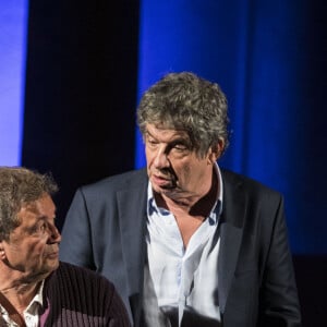 Exclusif - Frédéric Bouraly, Lionnel Astier - Pièce "Le muguet de Noël" sur la scène du théâtre de Verdure lors de la 36ème édition du Festival de Ramatuelle. Le 5 août 2020 © Cyril Bruneau / Festival de Ramatuelle / Bestimage 