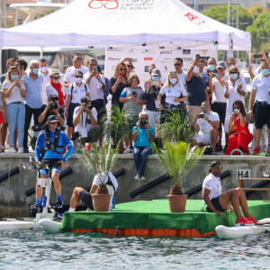 La famille princière de Monaco au départ de la 3ème édition de la course "The Crossing : Calvi-Monaco Water Bike Challenge". Ce défi caritatif organisé par la Fondation Princesse Charlène se déroule les 12 et 13 septembre. Deux équipes de quatre athlètes, parmi lesquels la Princesse et son frère Gareth Wittstock, secrétaire général de la fondation, vont se relayer en water bike durant 24h pour relier les 180km qui séparent Calvi de Monaco. Calvi, le 12 septembre 2020. © Olivier Huitel/Pool Monaco/Bestimage