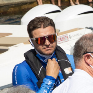 La famille princière de Monaco au départ de la 3ème édition de la course "The Crossing : Calvi-Monaco Water Bike Challenge". Ce défi caritatif organisé par la Fondation Princesse Charlène se déroule les 12 et 13 septembre. Deux équipes de quatre athlètes, parmi lesquels la Princesse et son frère Gareth Wittstock, secrétaire général de la fondation, vont se relayer en water bike durant 24h pour relier les 180km qui séparent Calvi de Monaco. Calvi, le 12 septembre 2020. © Olivier Huitel/Pool Monaco/Bestimage