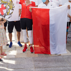 La famille princière de Monaco au départ de la 3ème édition de la course "The Crossing : Calvi-Monaco Water Bike Challenge". Ce défi caritatif organisé par la Fondation Princesse Charlène se déroule les 12 et 13 septembre. Deux équipes de quatre athlètes, parmi lesquels la Princesse et son frère Gareth Wittstock, secrétaire général de la fondation, vont se relayer en water bike durant 24h pour relier les 180km qui séparent Calvi de Monaco. Calvi, le 12 septembre 2020. © Olivier Huitel/Pool Monaco/Bestimage