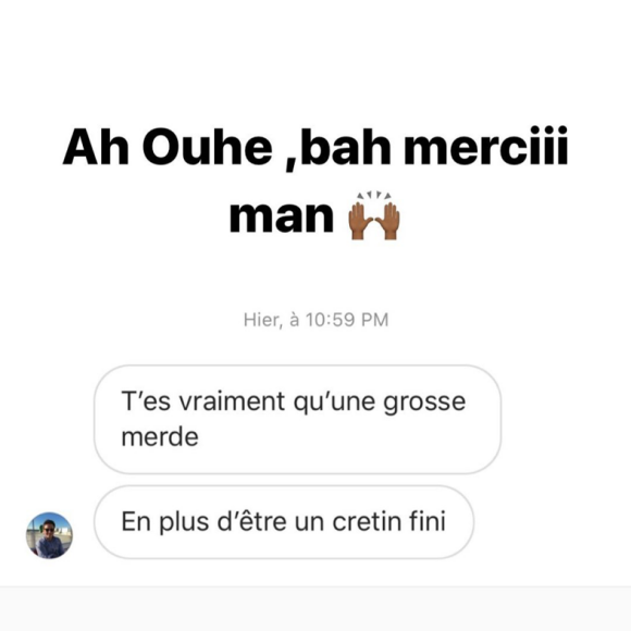 Gaël Monfils a reçu de nombreux messages d'insultes après sa défaite en 32e de finale du Masters 1000 de Rome, face à l'Allemand Dominic Koepfer. Story Instagram du jeudi 17 septembre 2020.