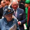 La reine Elisabeth II d'Angleterre et le prince Charles - La famille royale d'Angleterre lors de la cérémonie du Commonwealth en l'abbaye de Westminster à Londres.