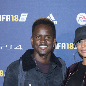 Naissance - Black M et Léa Djadja sont parents pour la 2e fois d'une petite fille prénommée Kiki - Black M (Black Mesrimes) et sa femme Lia - Lancement du jeu vidéo de football FIFA 18 (FIFA 2018) à l'établissement public de coopération culturelle parisien "CentQuatre" à Paris, France, le 25 septembre 2017. © Pierre Perusseau/Bestimage