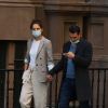 Katie Holmes en sortie avec son compagnon Emilio Vitolo Jr. à New York pendant l'épidémie de coronavirus (Covid-19), le 21 septembre 2020 