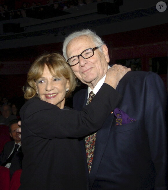 Pierre Cardin et Jeanne Moreau à Paris le 18 février 2008.
