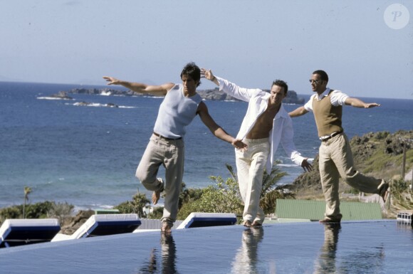 Dans les caraibes, à Saint-Barthélemy, le groupe 2BE3, Filip NIKOLIC, Adel KACHERMI et Frank DELAY le 12 mars 1998.