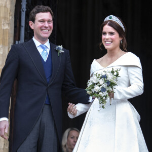 La princesse Eugenie et son mari Jack Brooksbank - Sorties après la cérémonie de mariage de la princesse Eugenie d'York et Jack Brooksbank en la chapelle Saint-George au château de Windsor.