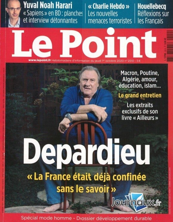 Gérard Depardieu dans le magazine "Le Point" du 1er octobre 2020.