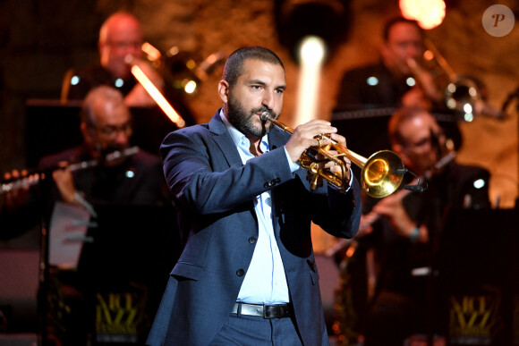 Exclusif - Ibrahim Maalouf ( Première apparition télévisée du trompettiste, depuis sa relaxe le 8 juillet 2020 dans l'affaire d'agression sexuelle) , le trompettiste et compositeur franco-libanais, durant le premier jour d'enregistrement de l'émission de télévision "Nice Jazz Festival" au Théâtre de Verdure à Nice, le 24 juillet 2020. Ce programme musical présenté par C.Moses et A. Manoukian, sera diffusé en prime time sur France 3 le 21 Août 2020. © Bruno Bebert/Bestimage