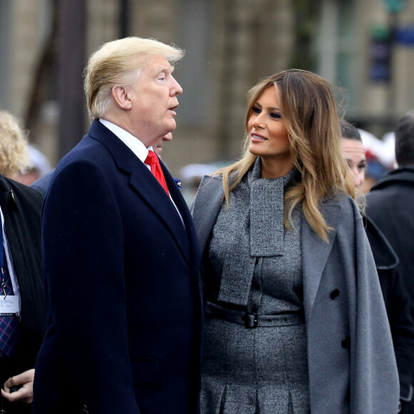 Le président des Etats-Unis Donald Trump et sa femme la Première Dame Melania - Cérémonie internationale du centenaire de l'Armistice du 11 novembre 1918 à l'Arc de Triomphe à Paris, France, le 11 novembre 2018. © Dominique Jacovides/Bestimage 