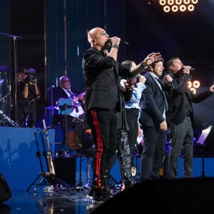 Exclusif - Pascal Obispo, Lynn, Patrick Bruel, Daniel Lévi, Khaled Mouzanar - Concert "Unis pour le Liban" à l'Olympia à Paris. Le 1er octobre 2020. Parrainé par le célèbre trompettiste I.Maalouf, ce grand concert caritatif a été retransmis depuis l'Olympia sur France 2. © Da Silva-Moreau / Bestimage