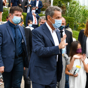 Nicolas Sarkozy, sa femme Carla Bruni, leur fille Giulia avec une amie - Mariage du maire de La Baule, Franck Louvrier (ex-conseiller en communication du Président de la République N.Sarkozy) avec Sophie Jolivet à l'hôtel de Ville de La Baule, France, le 5 septembre 2020. © Sébastien Valiela/Bestimage