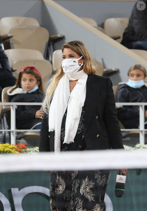 Marion Bartoli, enceinte de son premier enfant, lors des internationaux de tennis de Roland Garros à Paris le 27 septembre 2020. © Dominique Jacovides / Bestimage