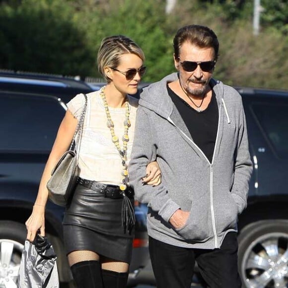 Johnny Hallyday et sa femme Laetitia, le 13 janvier 2010