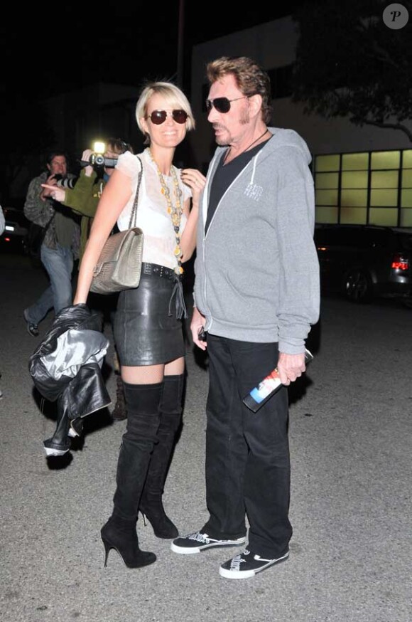 Johnny Hallyday et sa femme Laetitia, le 13 janvier 2010