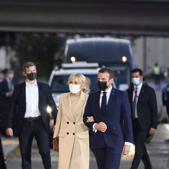 Brigitte Macron et Emmanuel Macron au château de Riga lors de leur visite officielle en Lettonie, le 29 septembre 2020