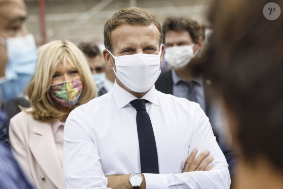 Brigitte Macron et Emmanuel Macron à Condom à l'occasion des journées européennes du patrimoine et de la troisième édition du Loto du Patrimoine, le 18 septembre 2020
