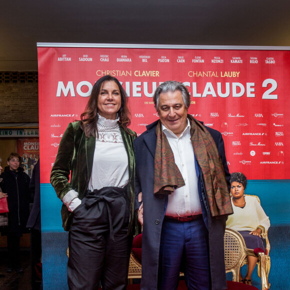 Christian Clavier et sa compagne Isabelle de Araujo - Première du film "Monsieur Claude 2" (Qu'est-ce qu'on a fait au Bon Dieu 2) à Berlin en Allemagne le 2 avril 2019.