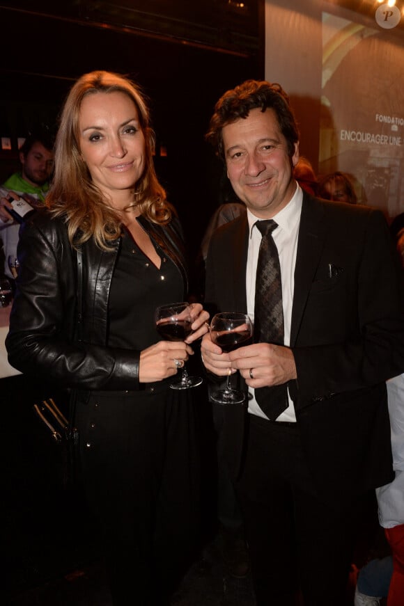 Exclusif - Laurent Gerra et sa compagne Christelle Bardet - Dîner pour la fondation Marc Veyrat au restaurant Victoria à Paris, France, le 21 novembre 2017. © Rachid Bellak/Bestimage 