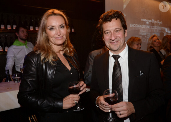 Exclusif - Laurent Gerra et sa compagne Christelle Bardet - Dîner pour la fondation Marc Veyrat au restaurant Victoria à Paris, France, le 21 novembre 2017. © Rachid Bellak/Bestimage