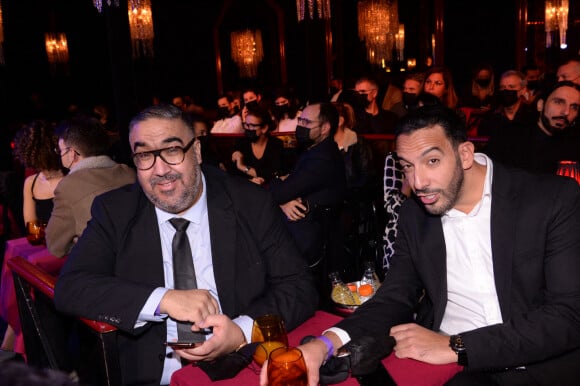 Wahid Bouzidi et Farid Chamekh - Soirée de gala du Jamel Comedie Club au Paradis Latin avec Canal+ à Paris, le 8 octobre 2020. © RACHID BELLAK / BESTIMAGE 