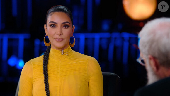 Kim Kardashian sur le plateau de l'émission de David Letterman "Mon prochain invité n'est plus à présenter" (My Next Guest Needs No Introduction). Le 20 octobre 2020 