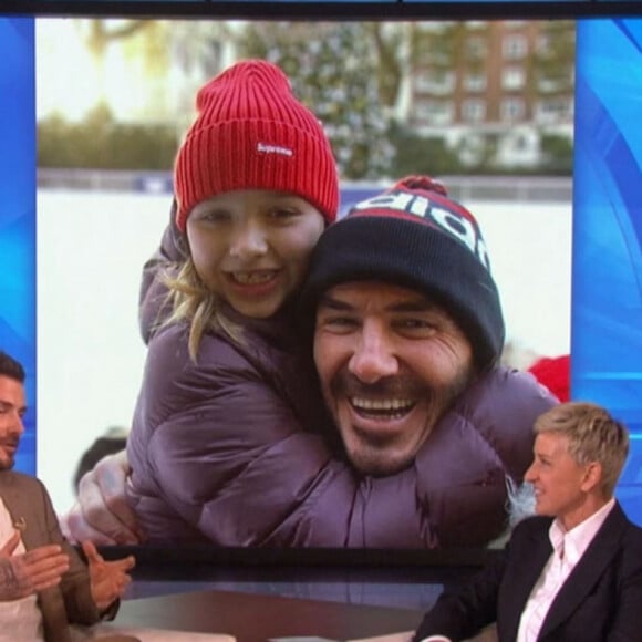 David Beckham sur le plateau de l'émission "The Ellen Show" à Los Angeles, le 4 mars 2020. 