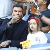David Beckham et sa fille Harper Seven Beckham - Norvège vs Angleterre (0 - 3) - Quarts de finale- Coupe du Monde Feminine, Le Havre, le 27 juin 2019. 